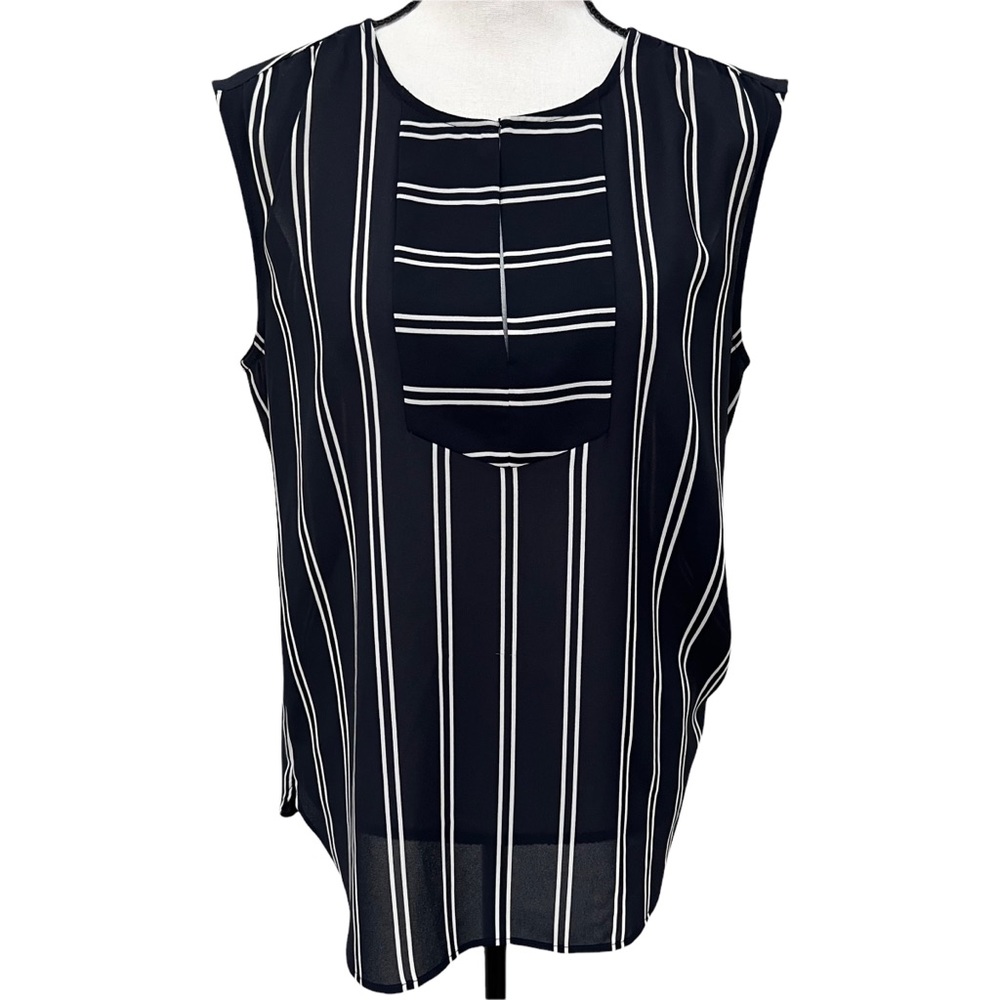 J. Crew Navy and White Vertical Stripe Sleeveless Blouse